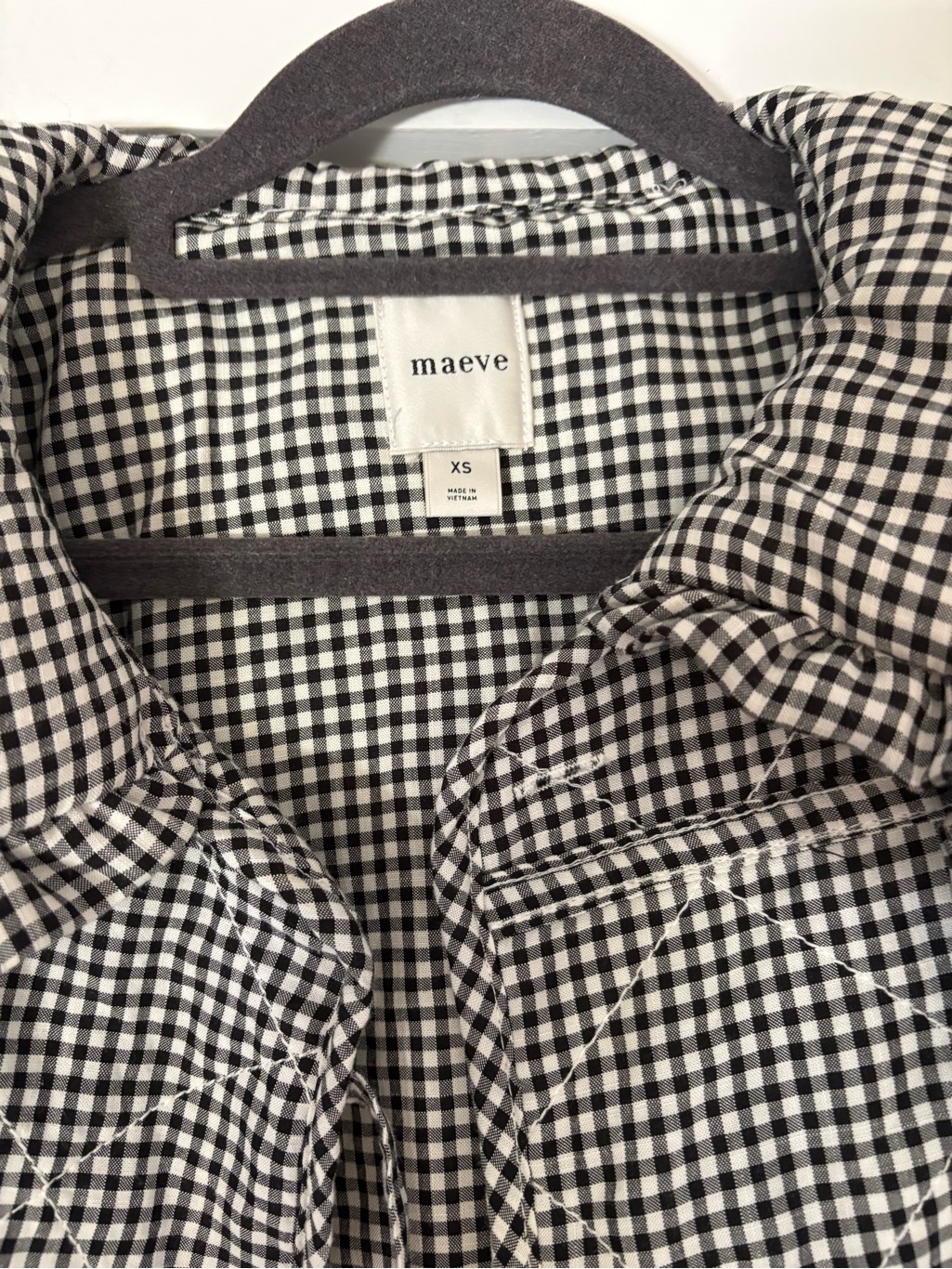 Maeve Anthropologie Black & White Gingham Quilted Jacket With Peter Pan Collar — image 5 of 5
